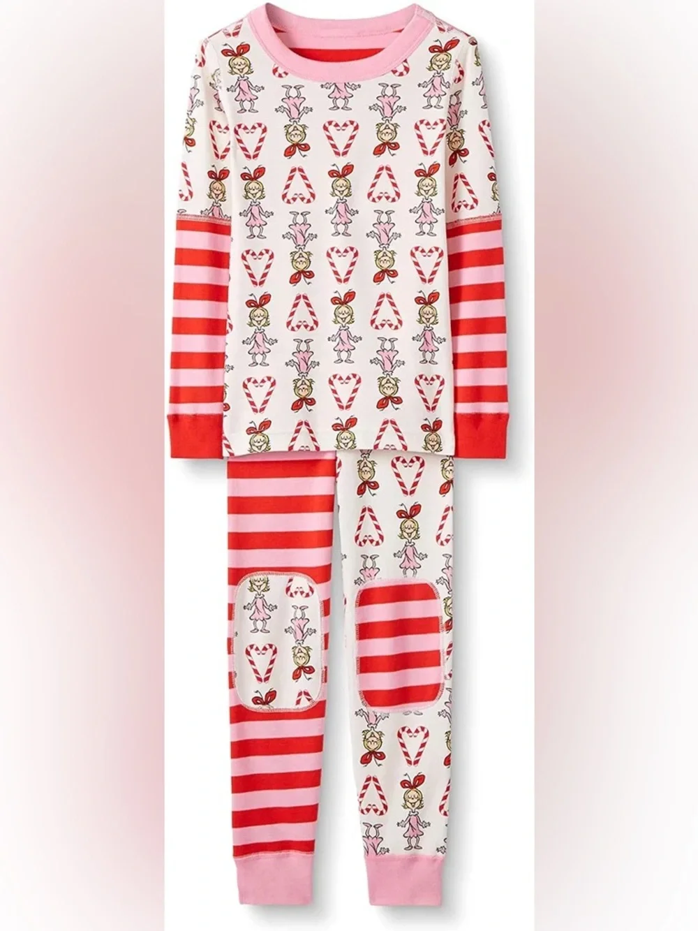 Hanna Andersson Dr. Seuss Grinch Cindy Lou Who Candy Cane Pajamas size 6-7